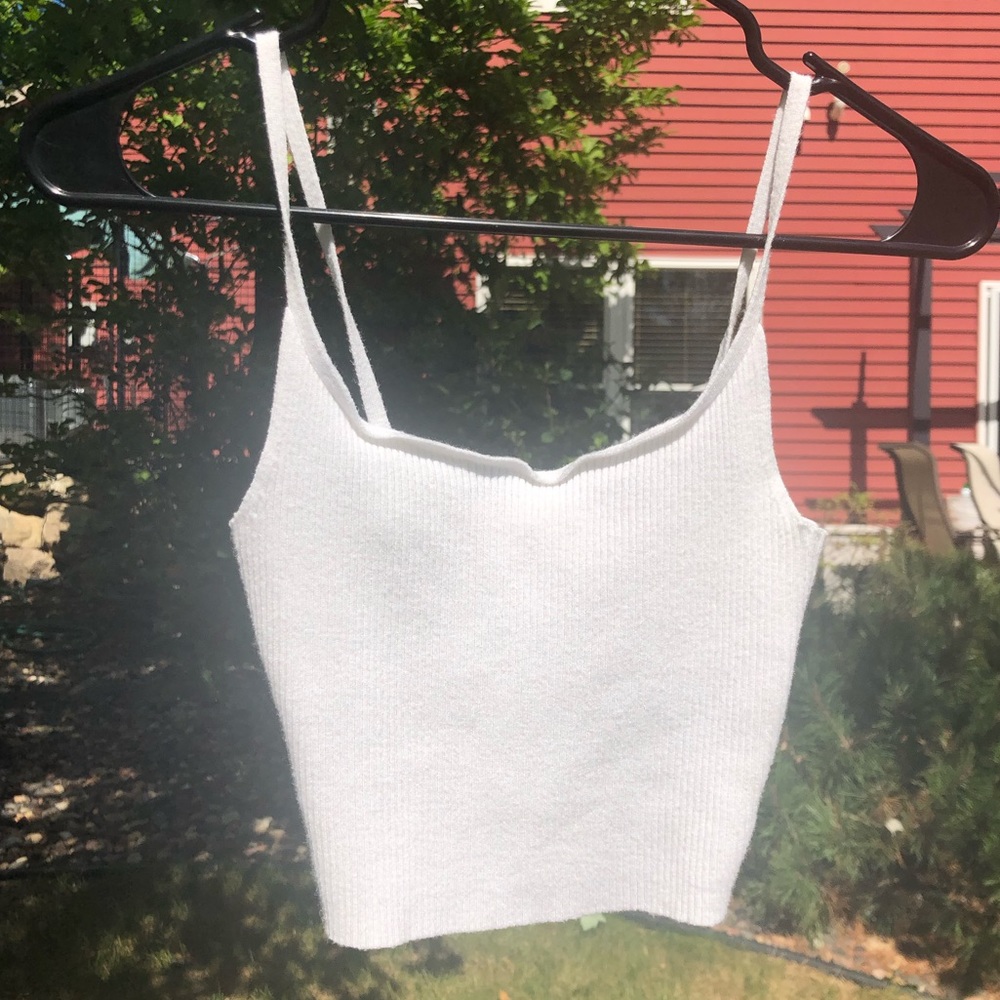pac sun white ribbed cropped tank top